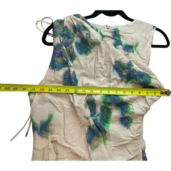 Zara Womens Sheath Dress L Cream Mini Ruched Tie Dye Linen Blend 2896/303 NWT - Picture 8 of 10